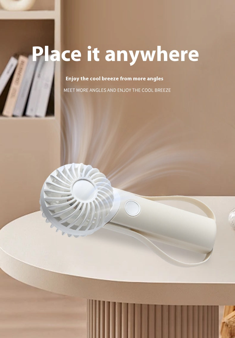 Handheld Fan Portable Silicone Handle Fixed Neck Mini