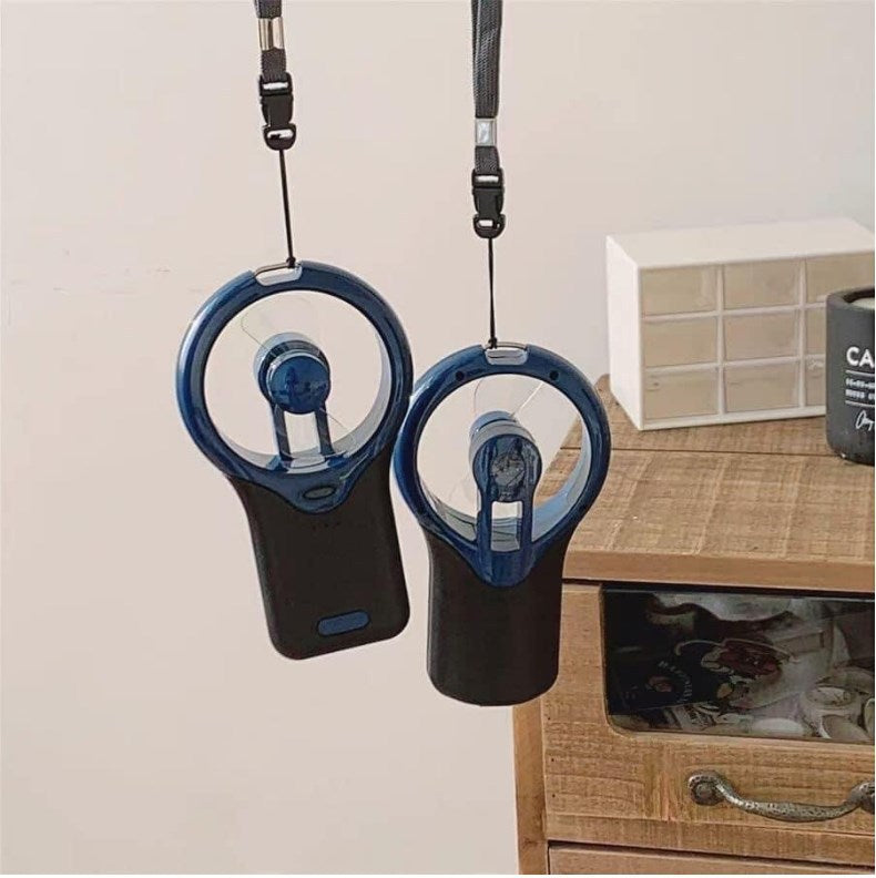 Hanging Neck Black Neutral Mechanical Mini Silent Handheld Portable Fan