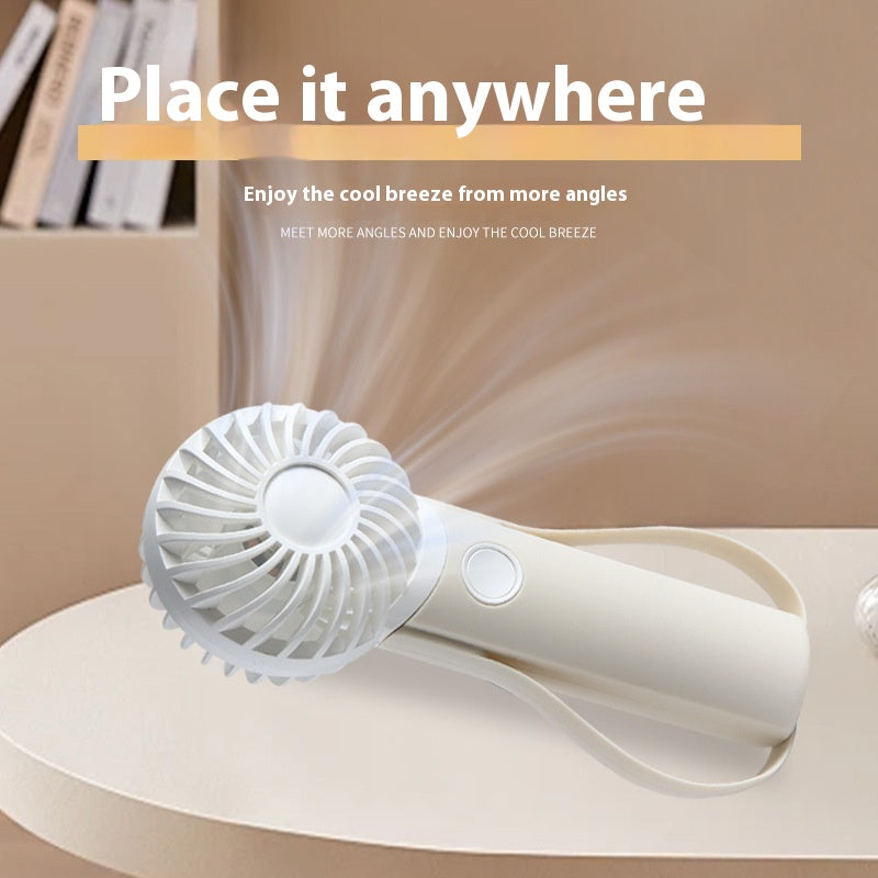 Handheld Fan Portable Silicone Handle Fixed Neck Mini