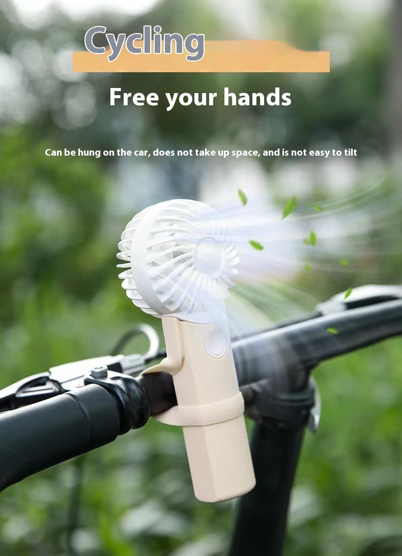 Handheld Fan Portable Silicone Handle Fixed Neck Mini