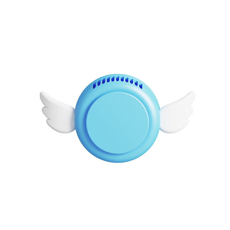 Creative Outdoor Hanging Neck Fan Big Wind Little Angel Mini Fan Portable Silent Fan Gift Customization
