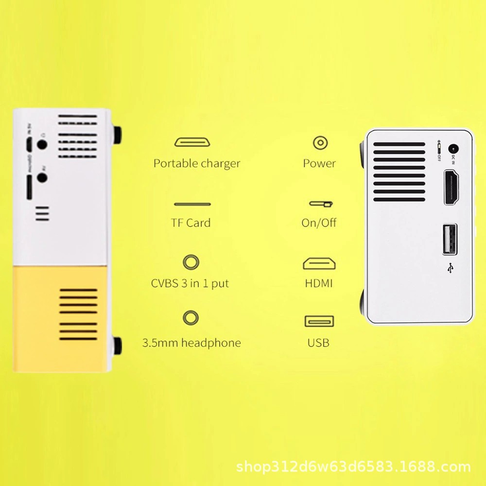 Projection Factory Cross-border Hot Mini-portable Projector Yg300 Small Yellow Machine HD Home Recommend Projector